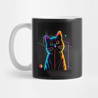 Cool Cat Portrait Neon Art Style Mug